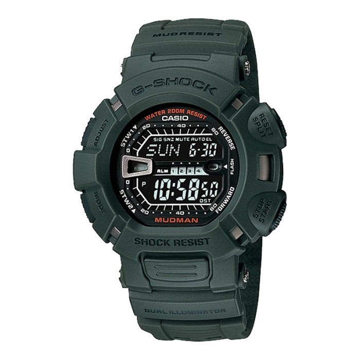 Casio G-Shock G-9000-3Vdr Mudman Digital Green Resin Band