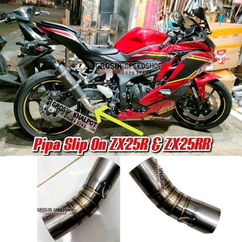 Pipa Slip ON SlipOn Stainles Mide Pipe knalpot Kawasaki Ninja ZX25R ZX25RR ZX 25 R RR sambungan Nalp