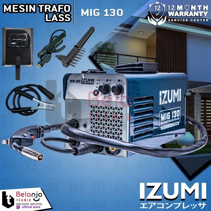 Izumi Mesin Las Co2 Mig 130 Mma Tig Tanpa Gas 130 A Besi / Stainless Termurah Terlaris Promo