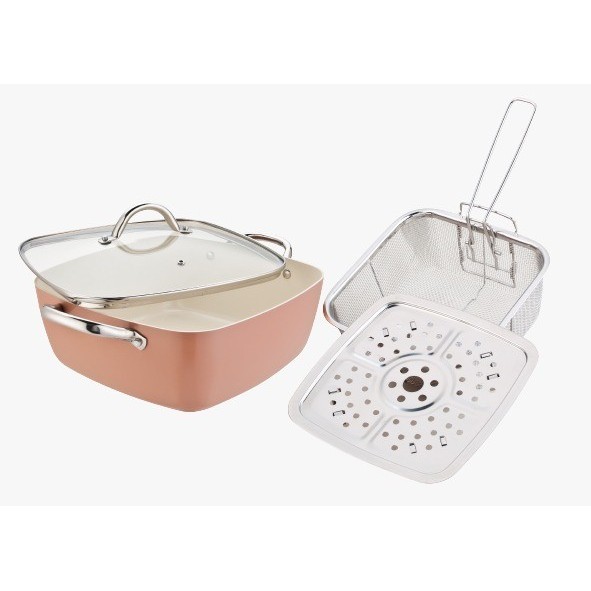 Signora Golden Square Pan 28 Wok Pan Panci Kompor Wajan Goreng Kukus