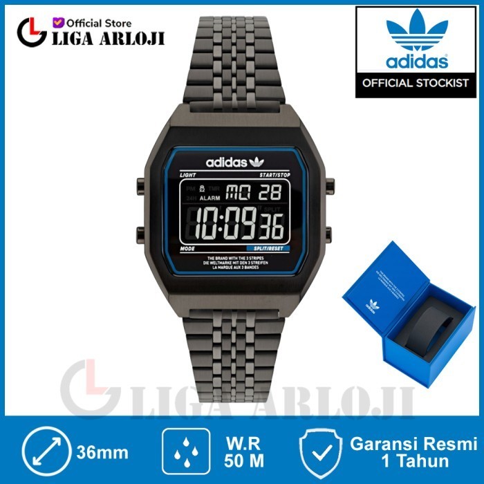 Adidas Original Aost22073 Digital Two Jam Tangan Unisex Black Vintage