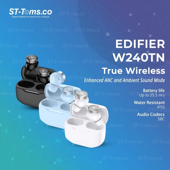 Edifier W240Tn / W 240N True Wireless Tws Anc Ambient Sound Mode Ip55 Termurah Terlaris Promo