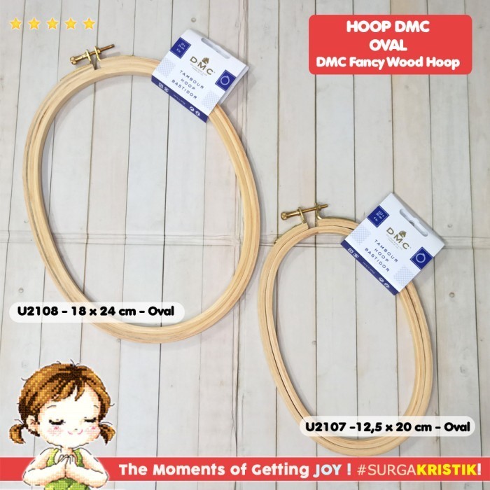 

Pemidangan Hoop Sulam Kristik Dmc Fancy Beech Wood Oval