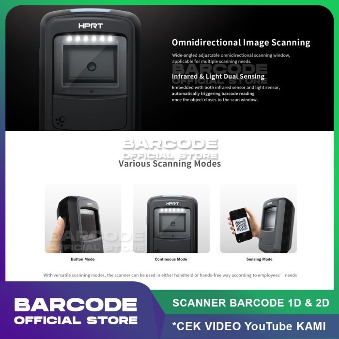 Scanner Barcode Hprt P200 / P-200 Imager 1D & 2D Scan Qr Code ( Usb ) Termurah Terlaris Promo