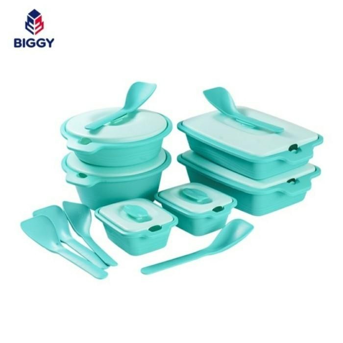 Prasmanan Set - Kotak#Tupperware Set Sayur Lauk Aquamarine Biggy Set