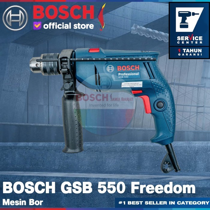 Bosch Impact Drill Gsb 550 Freedom Kit Set 550 Watt Bor Dan Toolkit