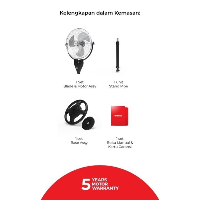 Maspion Power Stand Fan Kipas Angin Berdiri Standing 20" Pw-507S 507
