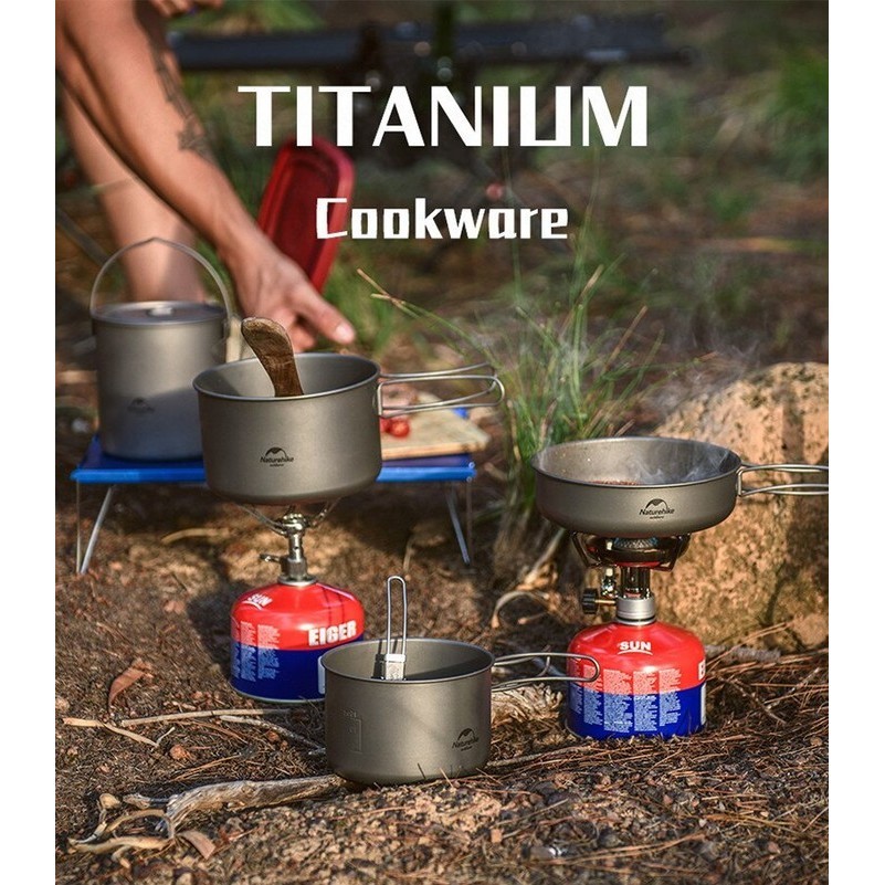 Titanium Pot Tdg02 Naturehike Nh18T202-B Panci Cooking Set Camping
