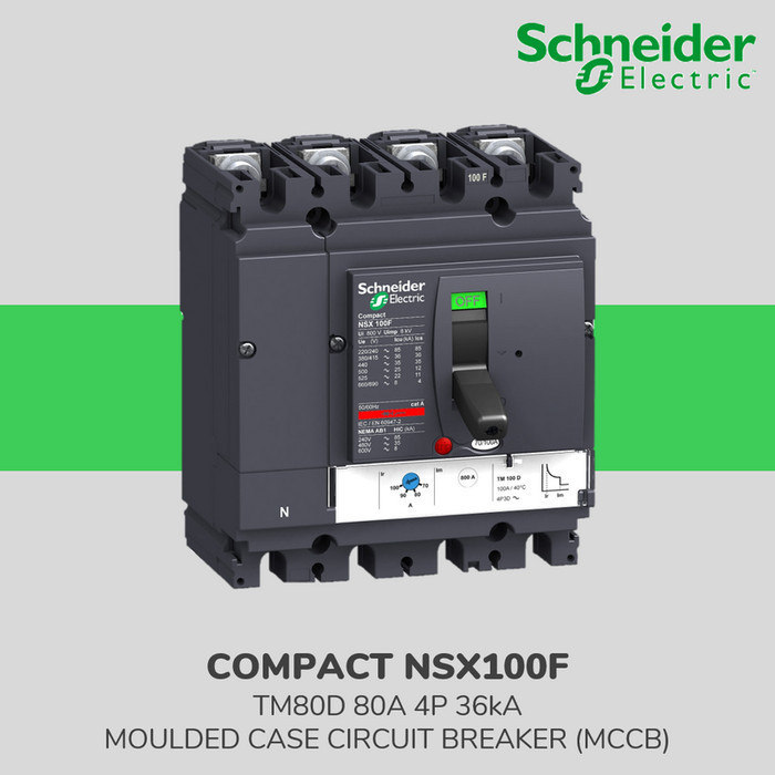 Schneider Compact Nsx100F Mccb 80A 4P 36Ka - Lv429641