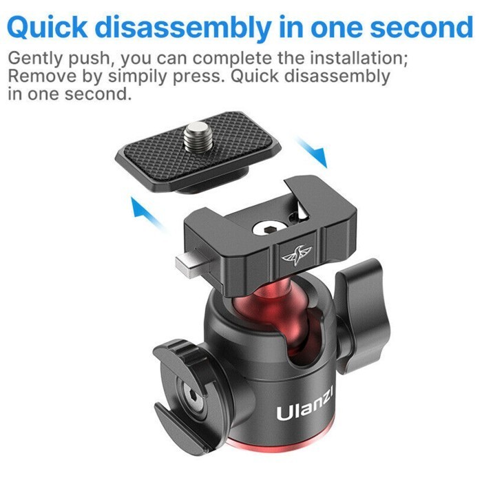 Ulanzi R077 Hummingbird Quick Release Ball Head With Cold Shoe Design