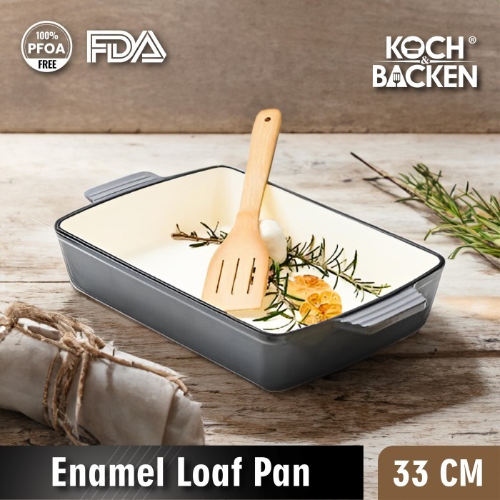 Koch&Backen Cast Iron Enamel Square Loaf Pan 33Cm Grey-Baki Kotak