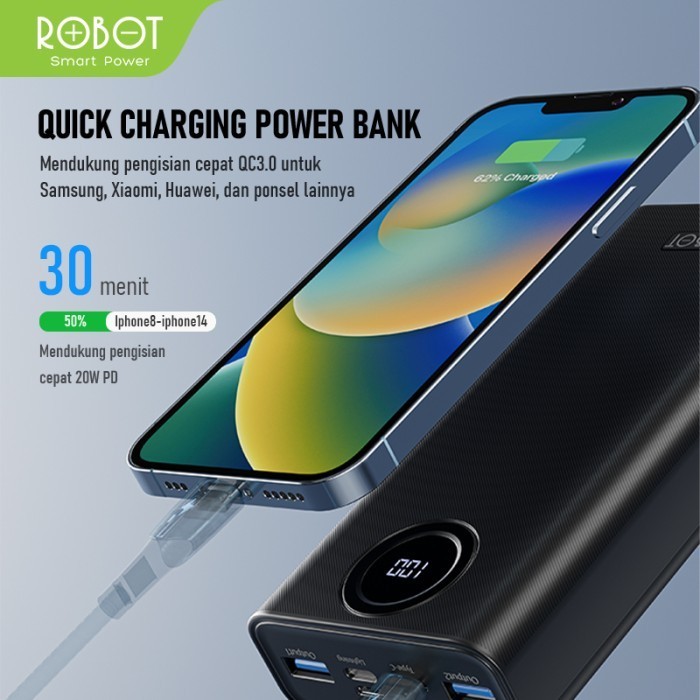 Powerbank Robot 20000Mah Rt23 Quick Charging Powerbank 3 Port Original