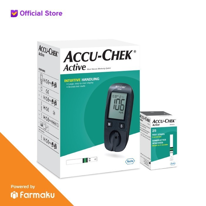 Accu-Chek Active Paket Alat Cek Tes Gula Darah (Alat, Strip, Lancet)