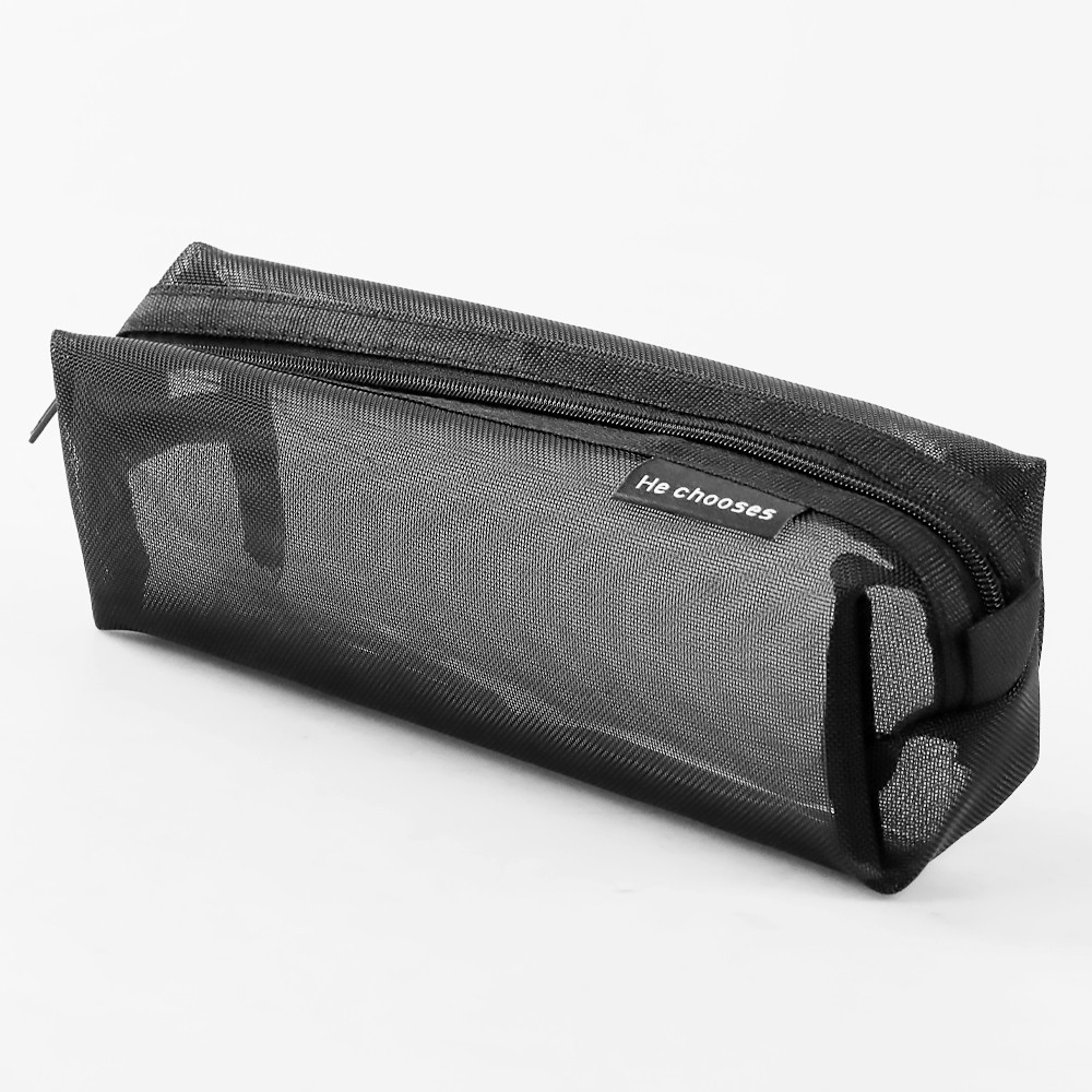 

He Chooses Tempat Pensil Jaring Simple Stationery Mesh Zipper Bag - BS901-BK
