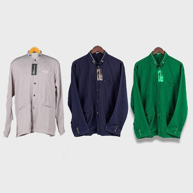 Baju Koko Pria Jasko Jas Koko Polos Hitam - Navy, Xl