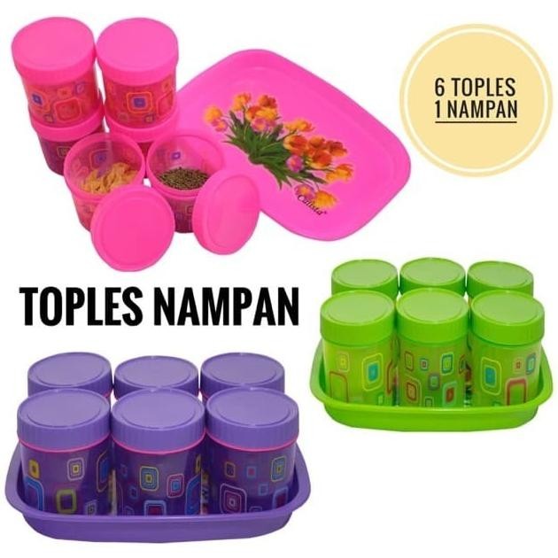 Ready Toples Plastik Dan Nampan Calista Set Isi 7 / Toples Lebaran / Toples Original