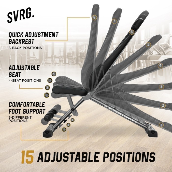 Svrg. Adjustable Gym Bench Kursi Fitness & Gym Bench Press
