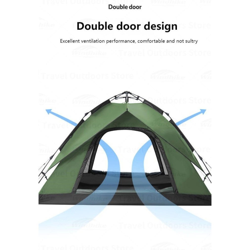 Tenda Dome Automatic / Otomatis Camping 3 4 Orang Naturehike Nh21Zp008