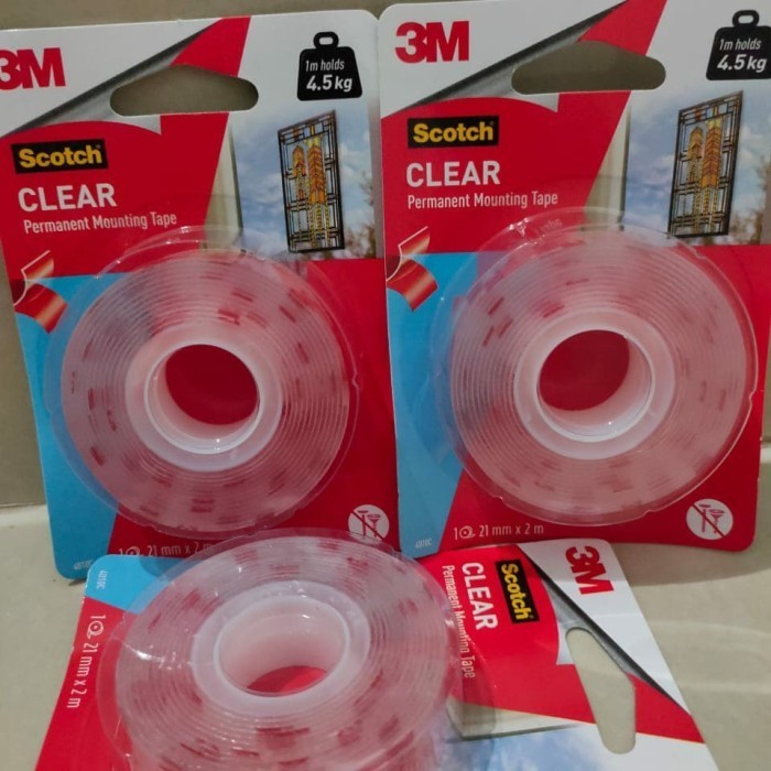 

BRG BARU 3M scotch clear permanent mounting tape /transparan/bening double tap