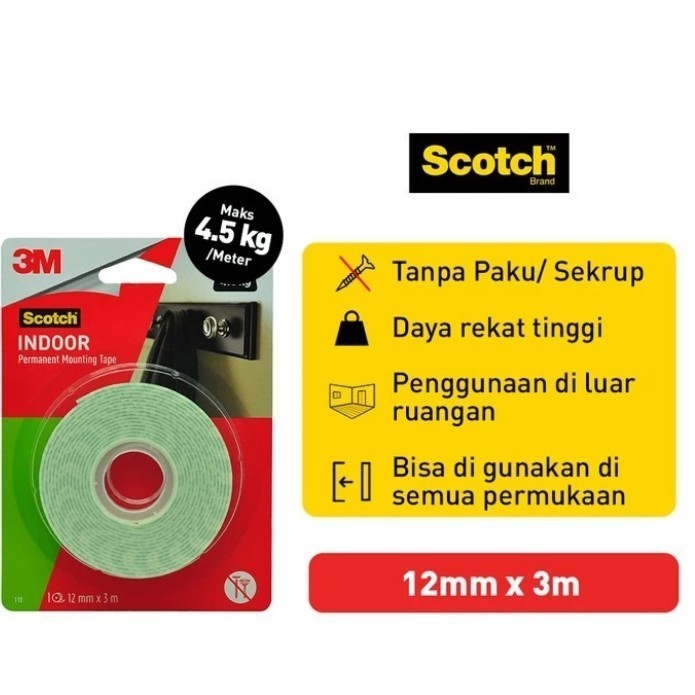 

MURAH Double Tape 3M Scotch Mounting Tape 12mm x 3 Meter 110-3A Super Kuat