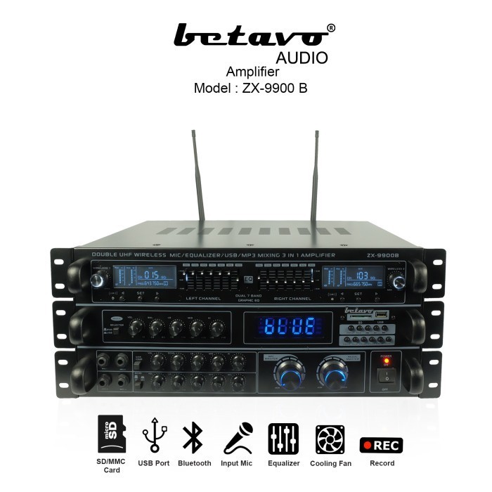 Ampli Betavo Zx 9900 B Professional Amplifier Karaoke Bluetooth