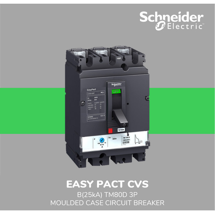 Schneider Compact Cvs100B Mccb 80A 3P 25Ka - Lv510306