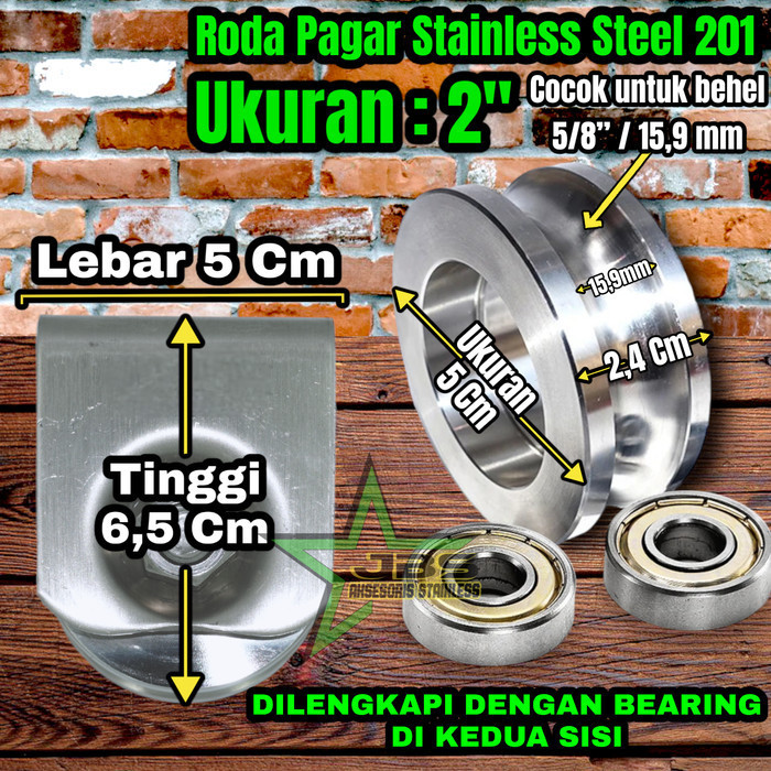 Roda Pintu Pagar Stainless 2" Inchi