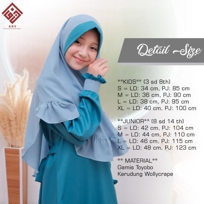 Gamis Inayah Baju Muslim Anak Perempuan Remaja Ori Anv Branded 7-12Th Chipuchipuku