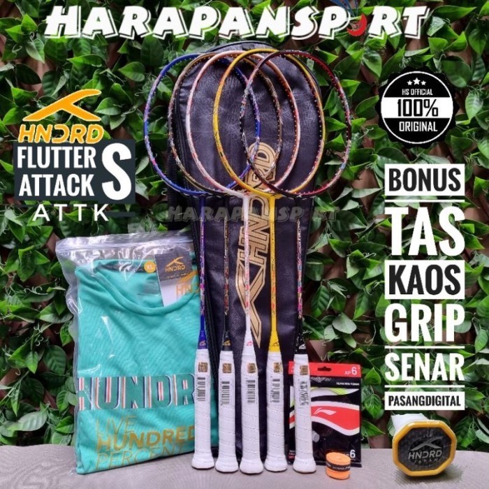 RAKET BADMINTON HUNDRED FLUTTER S ATTACK ATTK HNDRD ORIGINAL 100%