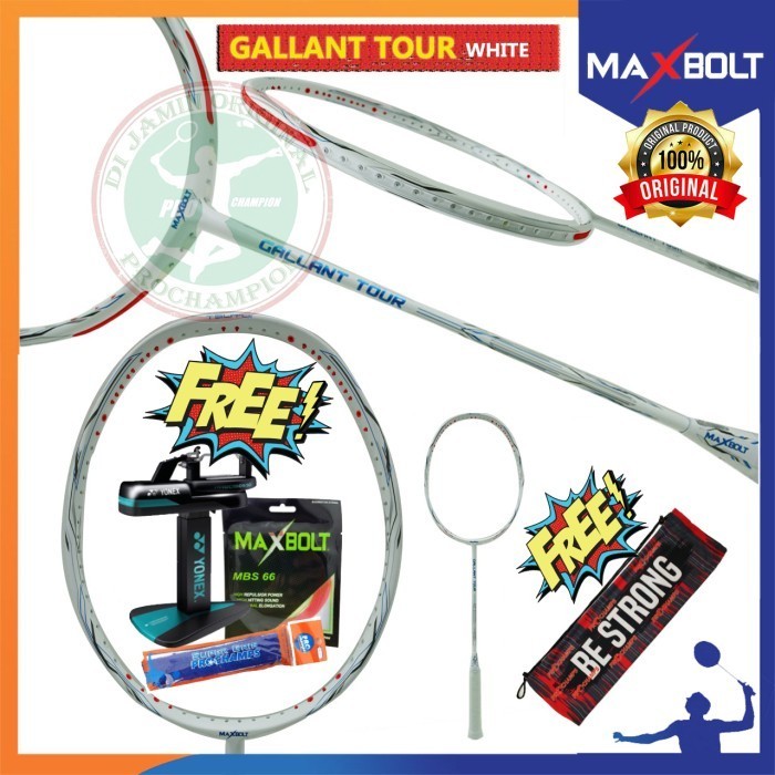NEW MAXBOLT GALLANT TOUR WHITE 43 LBS RAKET BADMINTON ORIGINAL
