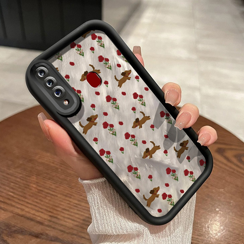 Casing Hp Samsung Galaxy A20s Case hp ponsel pola anjing Casing bunga rusak paket penuh Kesing anti-