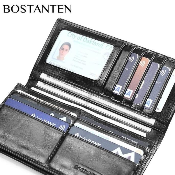 New Bostanten Dompet Lipat Panjang Pria Slot Kartu Kulit Pu Warna Biggarin