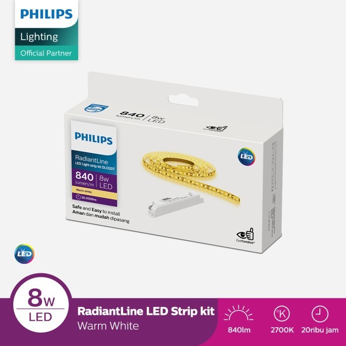 Philips Radiantline LED Strip DLI320T 5M 8W 2700K 24V Kuning Termasuk Trafo