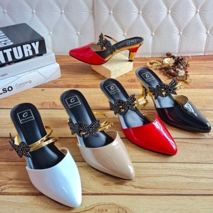 Sepatu Kerja Wanita Import Branded Heels Hak Tali High Heels