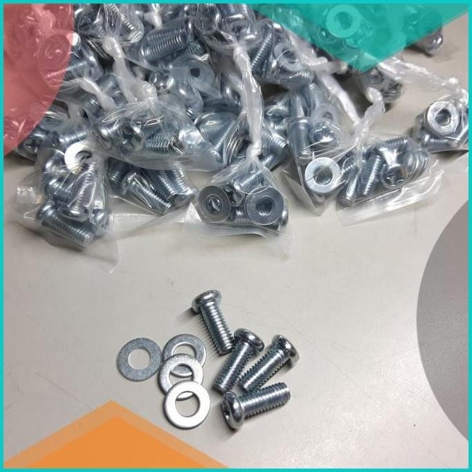 Baut Dan Ring 10 obeng Panjang 2 cm - Baut Tutup Mesin Transformer 19F