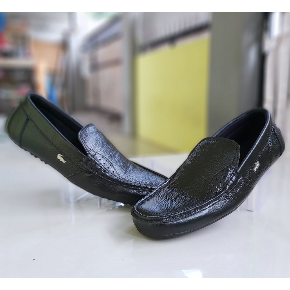 Sepatu pria slip On Kulit Asli Hitam Coklat Sepatu casual Sepatu Pansus Formal Selop Slop Santai Nya