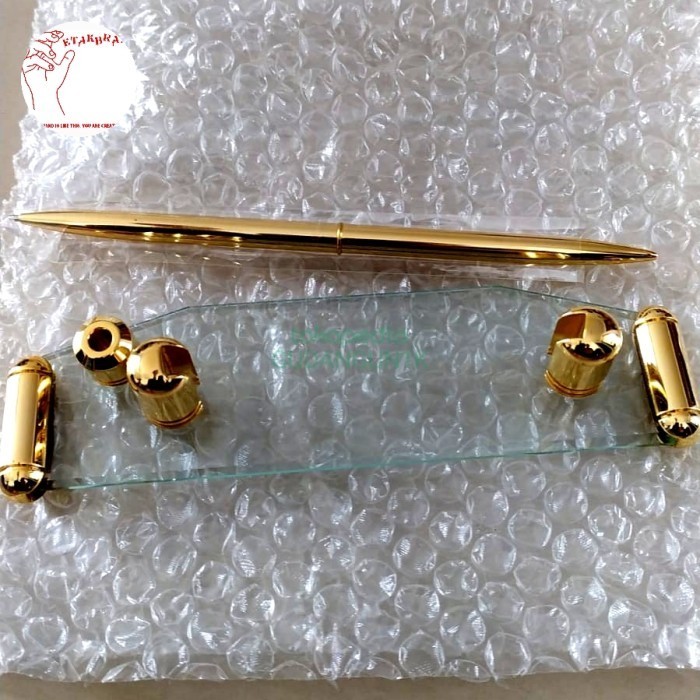 

BARANG TERLARIS name card holder glass plus pen standing hiasan meja kantor