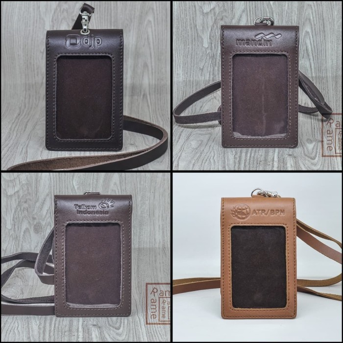 

BARANG TERLARIS Custom Logo Emboss Id Card Holder Name Tag Holder Kulit