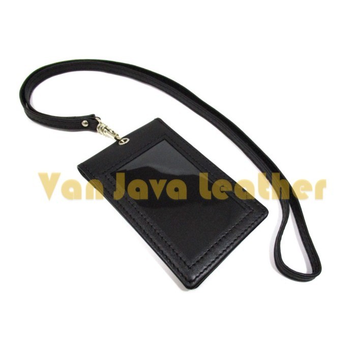 

BARANG TERLARIS ID Card Holder Kulit/Hitam/Tali/Kalung/Name Tag Magnet/Asli Kulit
