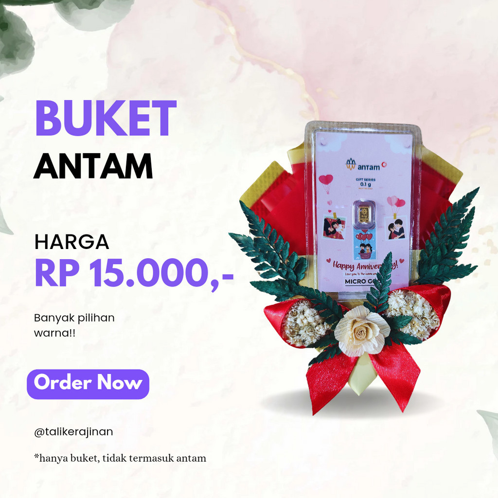 Buket Ant4m Kado Spesial Mini Gold Bunga kering Artificial Buket Emas