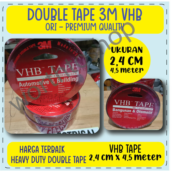 

BRG BARU Double tape 3m vhb 24mm x 4.5m heavy duty harga terbaik 3m 24mm merah