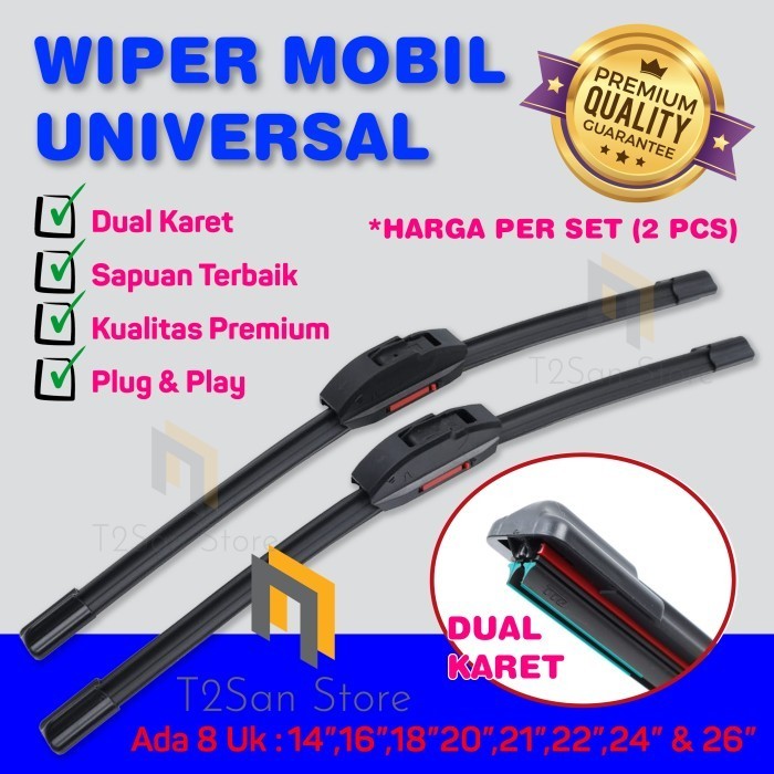 Wiper Mobil Dual Karet Universal / Wiper Double Blade