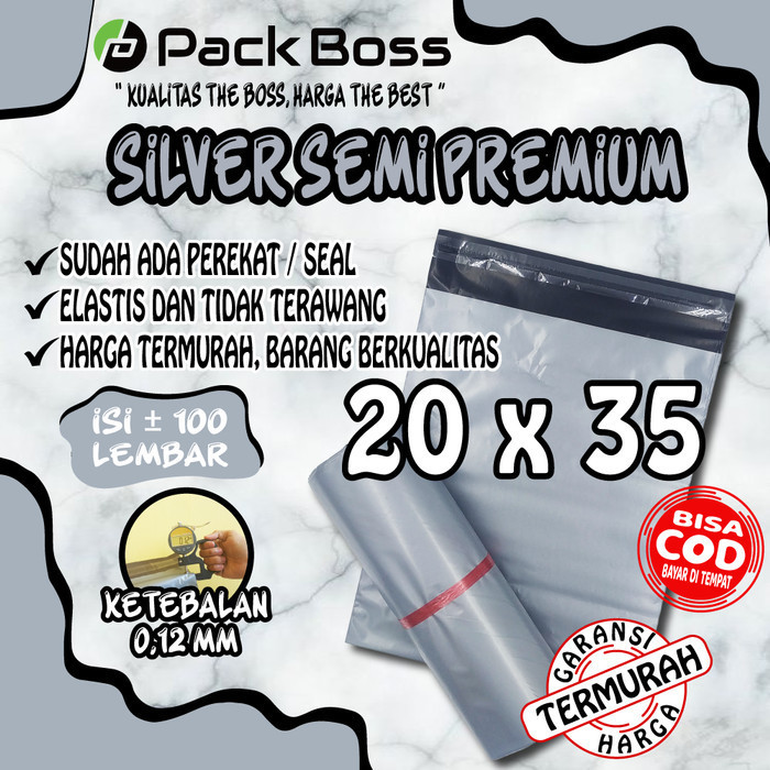 

Terlaris 20x35 SILVER SEMI PREMIUM POLYMAILER PACKAGING ONLINE ADA PEREKAT SALE