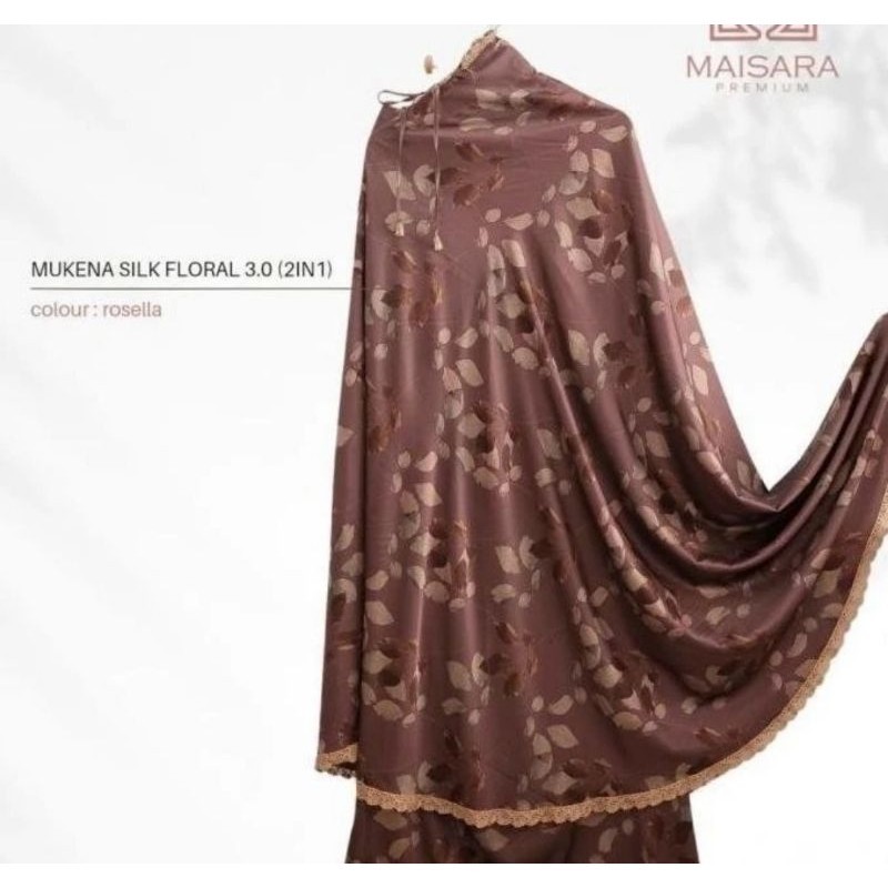 Mukena Maisara Premium Silk 2in1 Floral 3.0 Warna Rosella