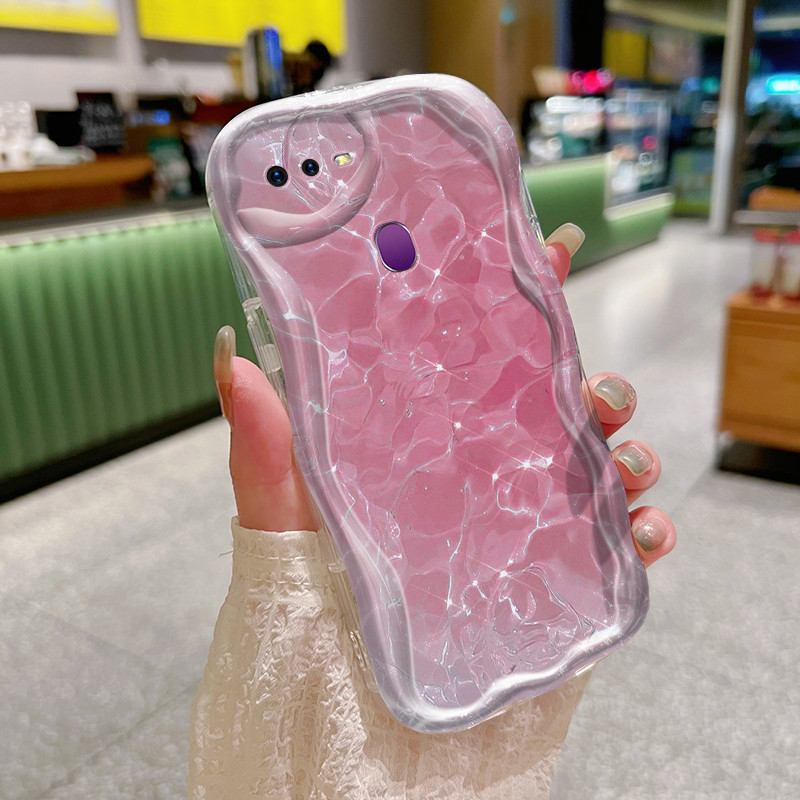 Casing Hp OPPO F9 F9 Pro Realme 2 Pro Realme U1 Case pola cahaya ombak merah muda Casing HP silikon 