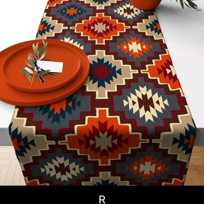 Table Runner Taplak Meja Lebaran Makan Print Motif Tenun