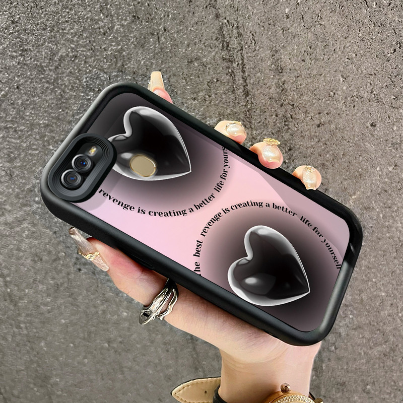 Casing Hp OPPO A7 OPPO A5s OPPO A12 OPPO A12S A11k Case lucu pola Hati hitam yang bagus Casing HP pe