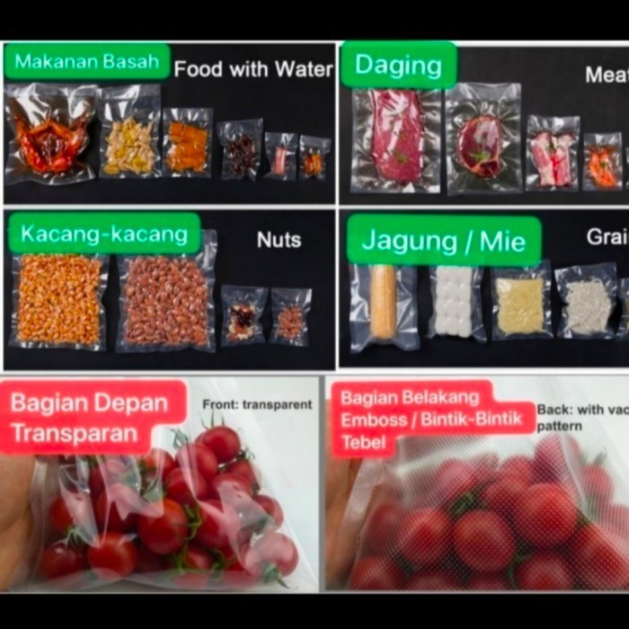 

Uinn - Plastik 27X34 Vacum Emboss (Frozen Food) Tebal 90 Micron. Isi 50 Pcs