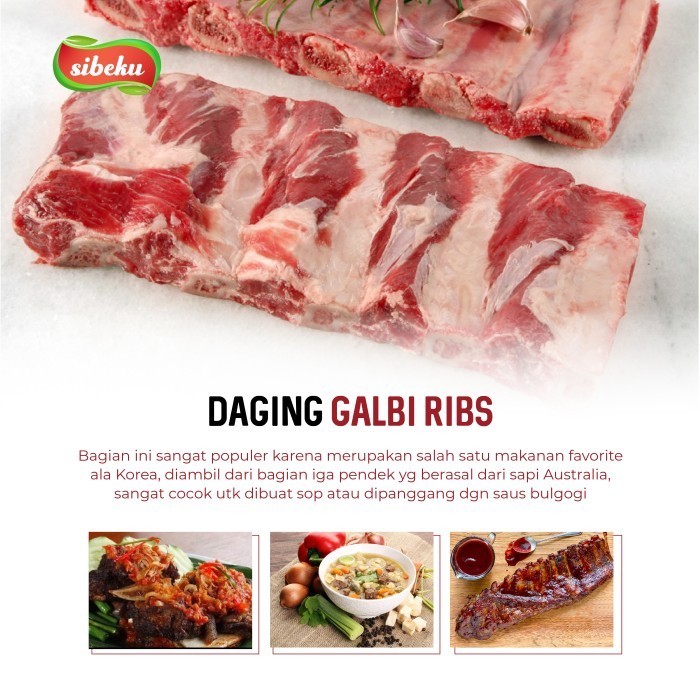 

Uinn - Daging Iga Sapi Galbi Ribs Halal 500Gram Frozen Food Import Aus-Sibeku