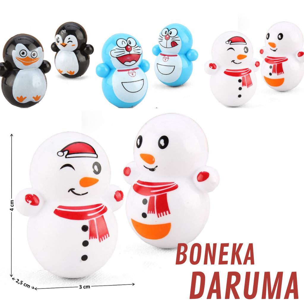 Mainan Boneka Daruma Boneka Goyang Ayun Snowman / Doraemon / Pinguin